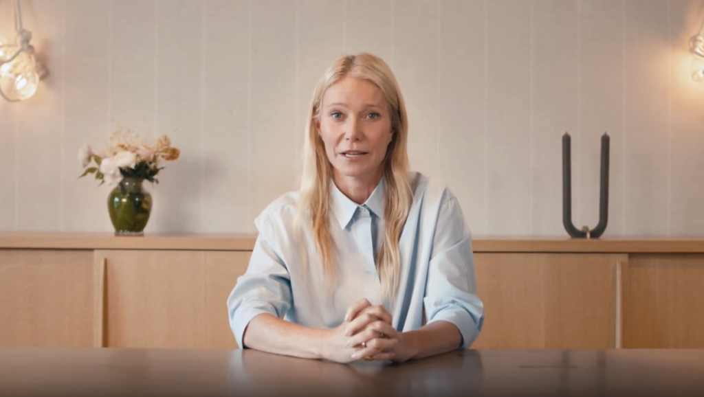 Gwyneth Paltrow appears in a promotional video as the new spokesperson for Astronomer, following a viral PR moment.